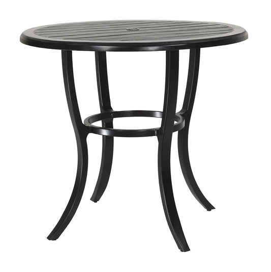 Gensun Outdoor Table Gensun - Lattice Cast Aluminum 44'' Wide Round Bar Table with Umbrella Hole - 10290L44