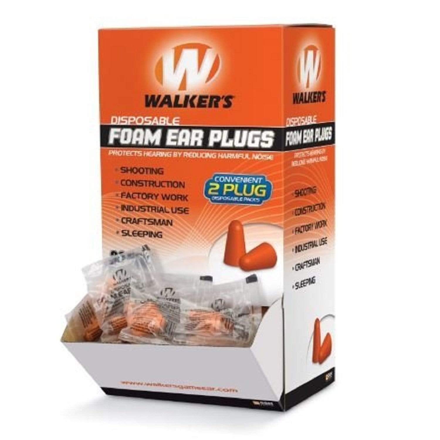 GSM Outdoors Public Safety/L.E. : Hearing Protection Walkers Foam Ear Plugs - 200 Pairs in Box