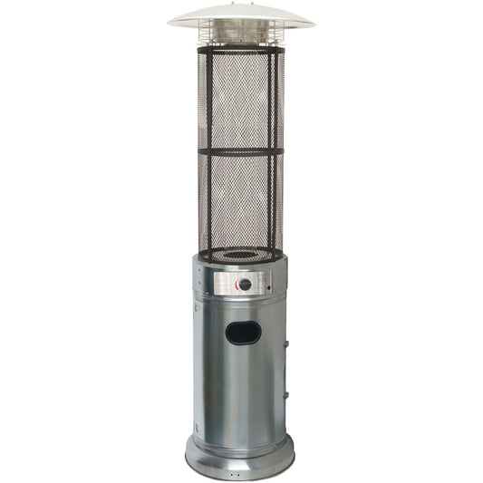 Hanover - Patio Heaters With Cylinder Flame Glass Patio Heater,6-ft, Propane, 34,000 BTU - Stainless Steel - HAN030SSCL