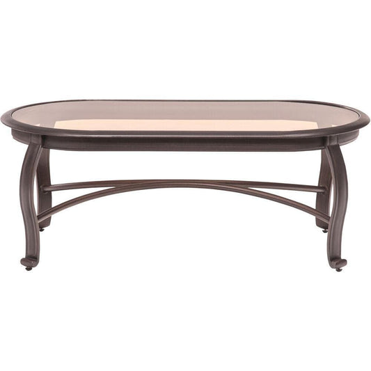 Hanover Accessories Hanover - Gramercy 23-In. x 46-In. Outdoor Coffee Table with Smoked Tempered Glass Tabletop