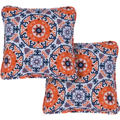 Hanover Accessories Hanover Toss Pillow Medalian Pattern Set of 2 - Orange/Blue