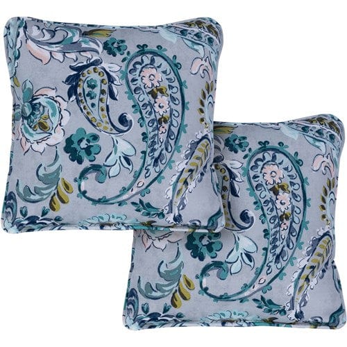 Hanover Accessories Hanover Toss Pillow Paisely Pattern Set of 2 - Grey/Blue