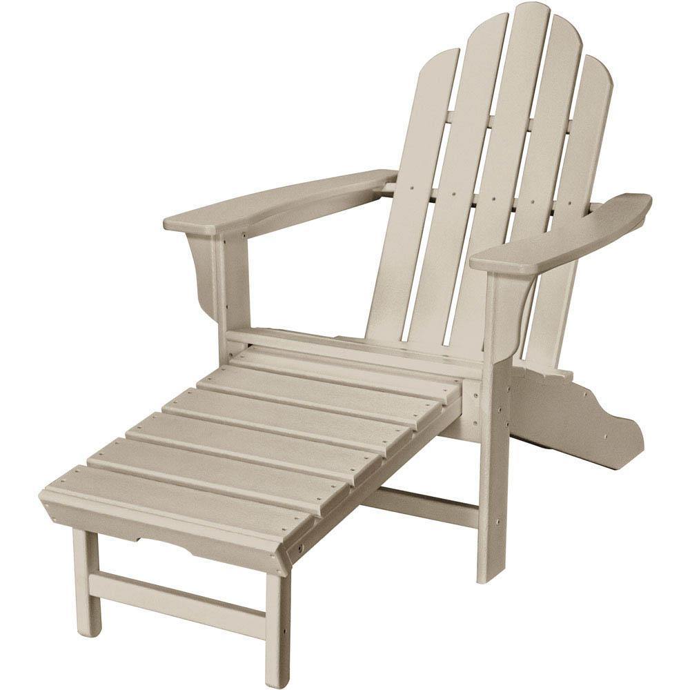 Hanover Adirondack Chair Hanover All-Weather Contoured Adirondack Chair with Hideaway Ottoman- Sandy Shore