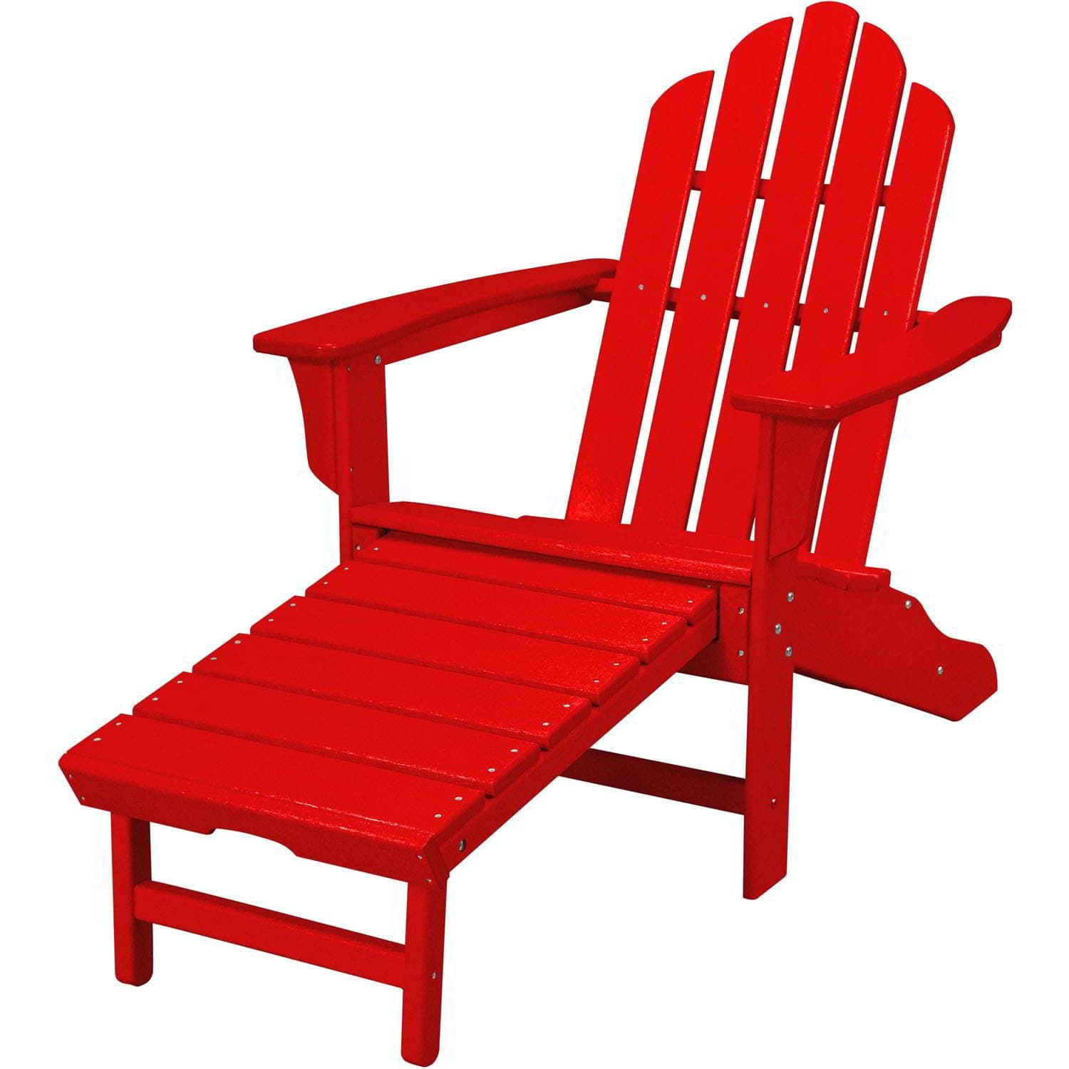 Hanover Adirondack Chair Hanover All-Weather Contoured Adirondack Chair with Hideaway Ottoman- Sunset Red