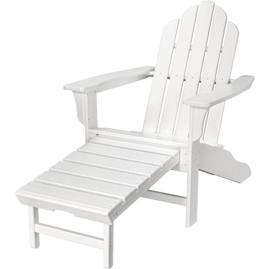 Hanover Adirondack Chair Hanover- All Weather Contoured Adirondack Chair with Hideaway Ottoman- White | HVLNA15WH