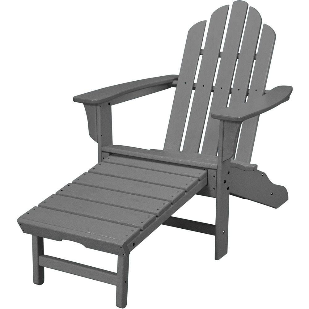 Hanover Adirondack Chairs Hanover All-Weather Contoured Adirondack Chair with Hideaway Ottoman- Grey