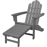 Hanover Adirondack Chairs Hanover All-Weather Contoured Adirondack Chair with Hideaway Ottoman- Grey