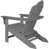 Hanover Adirondack Chairs Hanover- All Weather Contoured Adirondack Chair with Hideaway Ottoman- Grey | HVLNA15GY