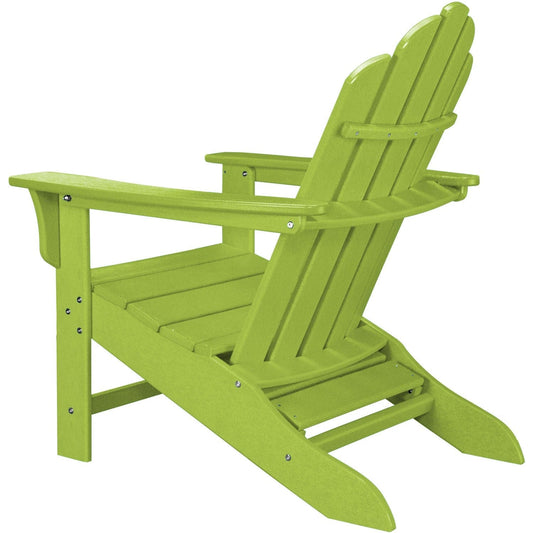 Hanover Adirondack Chairs Hanover- All Weather Contoured Adirondack Chair with Hideaway Ottoman- Lime | HVLNA15LI