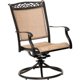 Hanover Bistro Set Hanover - 3pc Bistro Set: 30" glass top tbl, 2 sling  swivel rockers, includes cover | FNTDN3PCSWG