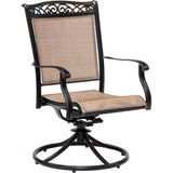 Hanover Bistro Set Hanover - 3pc Bistro Set: 30" glass top tbl, 2 sling  swivel rockers, includes cover | FNTDN3PCSWG