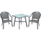 Hanover Bistro Set Hanover - Bambray 3pc Dining Set: 2 Woven Dining Chairs and 1 30" Sq Glass Tbl BAMDN3PCG