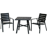 Hanover Bistro Set Hanover - Cortino 3pc Dining Set: 2 Alum Slat Dining Chairs and 1 30" Sq Slat Tbl CORTDN3PCS