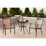 Hanover Bistro Set Hanover Fontana 3-Piece Bistro Set | 2 Sling Chairs and a 32-In. Glass-Top Table | FNTDN3PCG