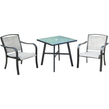 Hanover Bistro Set Hanover - Foxhill 3pc Dining Set: 2 Sling Dining Chairs and 1 30" Sq Glass Table