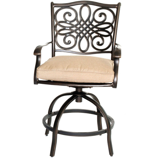 Hanover Bistro Set Hanover - Monaco 3 piece: 2 Cush Swivel Counter Height Chairs, 30" Tile Top Table 36"H - MONDN3PCSW-BR