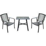 Hanover Bistro Set Hanover - Pemberton 3pc: 2 Alum Dining Chairs and 1 30" Sq Slat Table