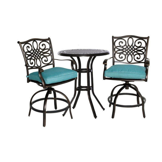 Hanover Bistro Set Hanover Traditions 3-Piece High-Dining Bistro Set in Blue