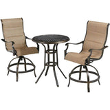 Hanover Bistro Set Hanover Traditions 3-Piece High-Dining Bistro Set in Tan with 2 Padded Swivel Counter-Height Chairs and 30-in. Cast-top Table - TRADDN3PCPDBR-TAN