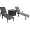Hanover Chaise Lounge Hanover - Halsted 3pc Set: 2 Padded Lounge Chaises with Tile Top Fire Pit