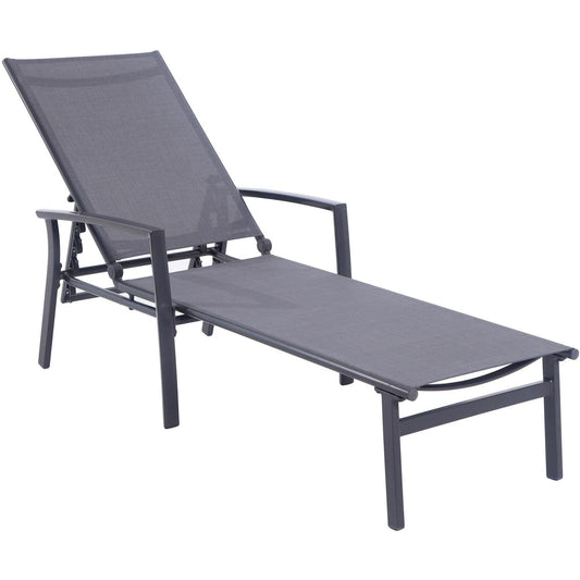 Hanover Chaise Lounge Hanover Naples Adjustable Sling Chaise in Gray Sling and Gray Frame | NAPLESCHS-GRY