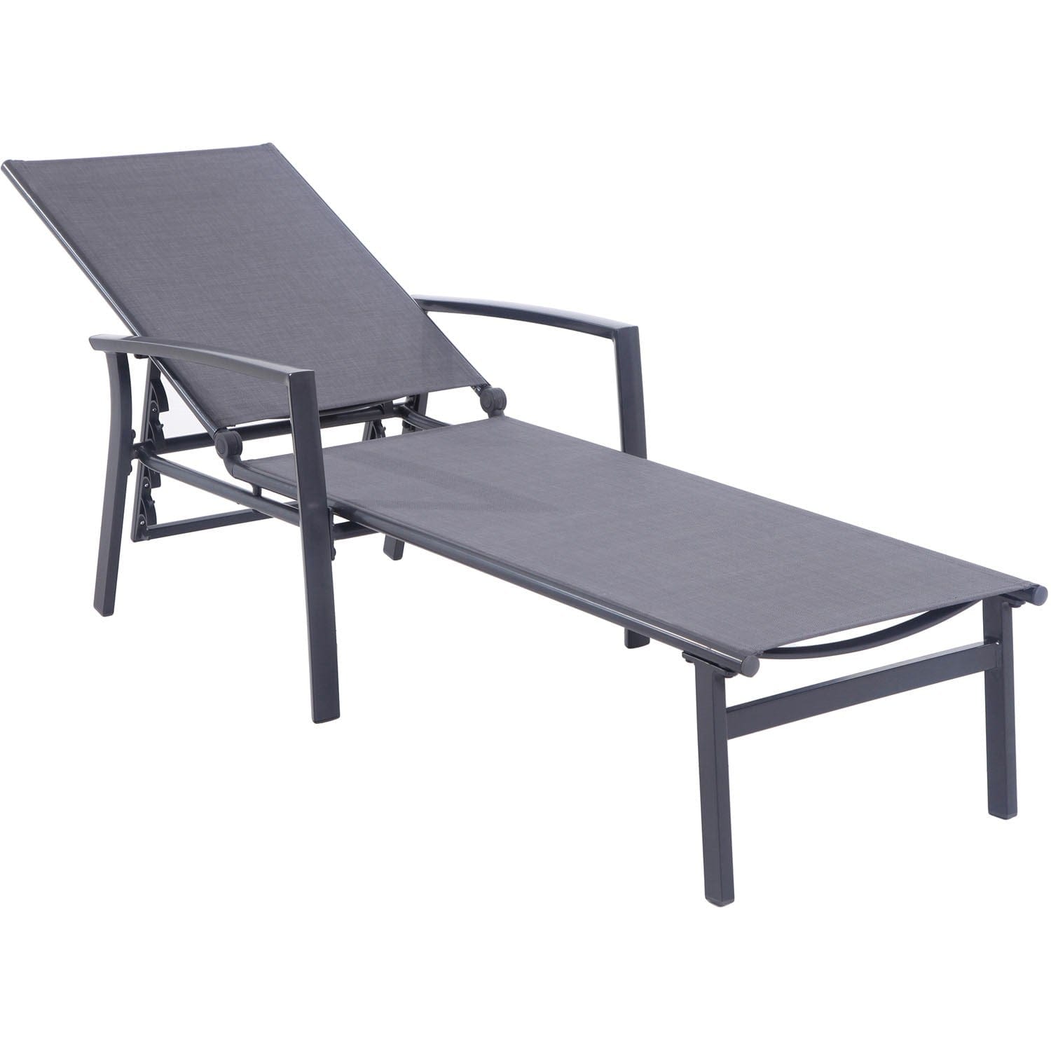 Hanover Chaise Lounge Hanover Naples Adjustable Sling Chaise in Gray Sling and Gray Frame | NAPLESCHS-GRY
