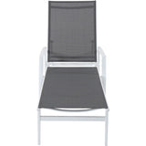 Hanover Chaise Lounge Hanover Naples Adjustable Sling Chaise in Gray Sling and White Aluminum Frame | NAPLESCHS-W-GRY