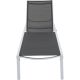 Hanover Chaise Lounge Hanover Windham Adjustable Aluminum Sling Chaise in Gray Sling and White Frame | WINDCHS-W-GRY