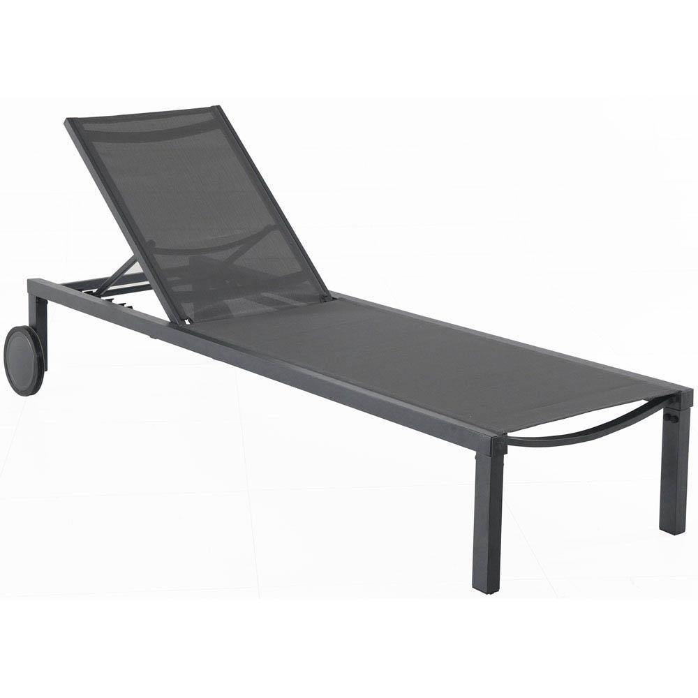 Hanover Chaise Lounge Hanover Windham Adjustable Sling Chaise in Gray Sling and Gray Frame