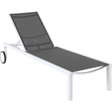 Hanover Chaise Lounge Hanover Windham Adjustable Sling Chaise in Gray Sling and White Frame