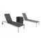 Hanover Chaise Lounge Windham 3-Piece Chaise Lounge Set featuring a 40,000 BTU Column Fire Pit, White Frame/Gray Sling