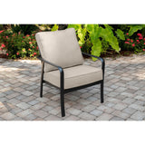 Hanover Conversation Set Hanover - Cortino 3 Piece Commercial-Grade Patio Seating Set with 2 Cushioned Club Chairs and a 22-In. Aluminum Slat-Top Side Table | CORT3PC-ASH