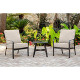 Hanover Conversation Set Hanover Cortino 5-Piece Commercial-Grade Patio Seating Set with 2 Cushioned Club Chairs, Sofa, and Slat-Top Coffee and Side Table | CORT5PCS-ASH