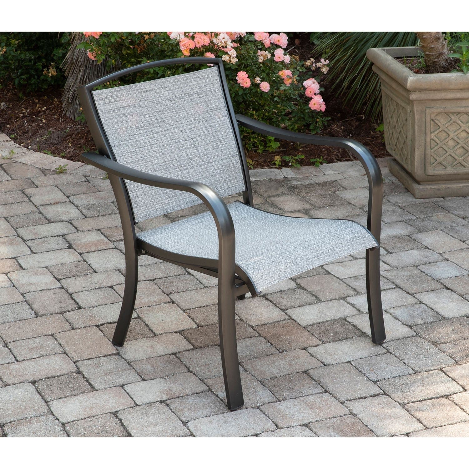 Hanover Conversation Set Hanover - Foxhill 3pc Seating Set: 2 Sling Chairs and 22" Side Table | FOXHILL3PC-GRY