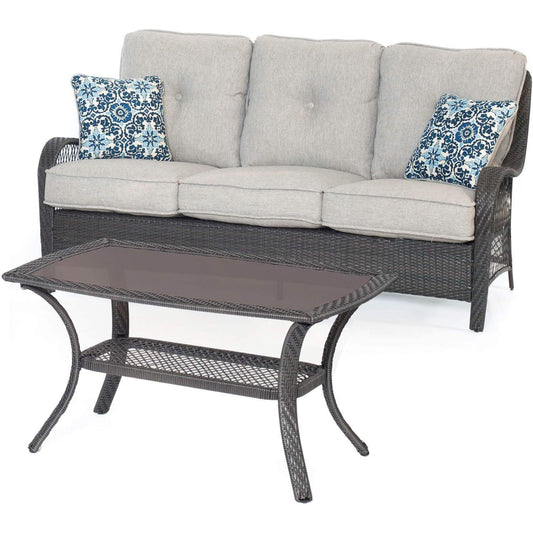 Hanover Conversation Set Hanover Orleans 2-Piece Patio Set in Heather Gray with Gray Weave