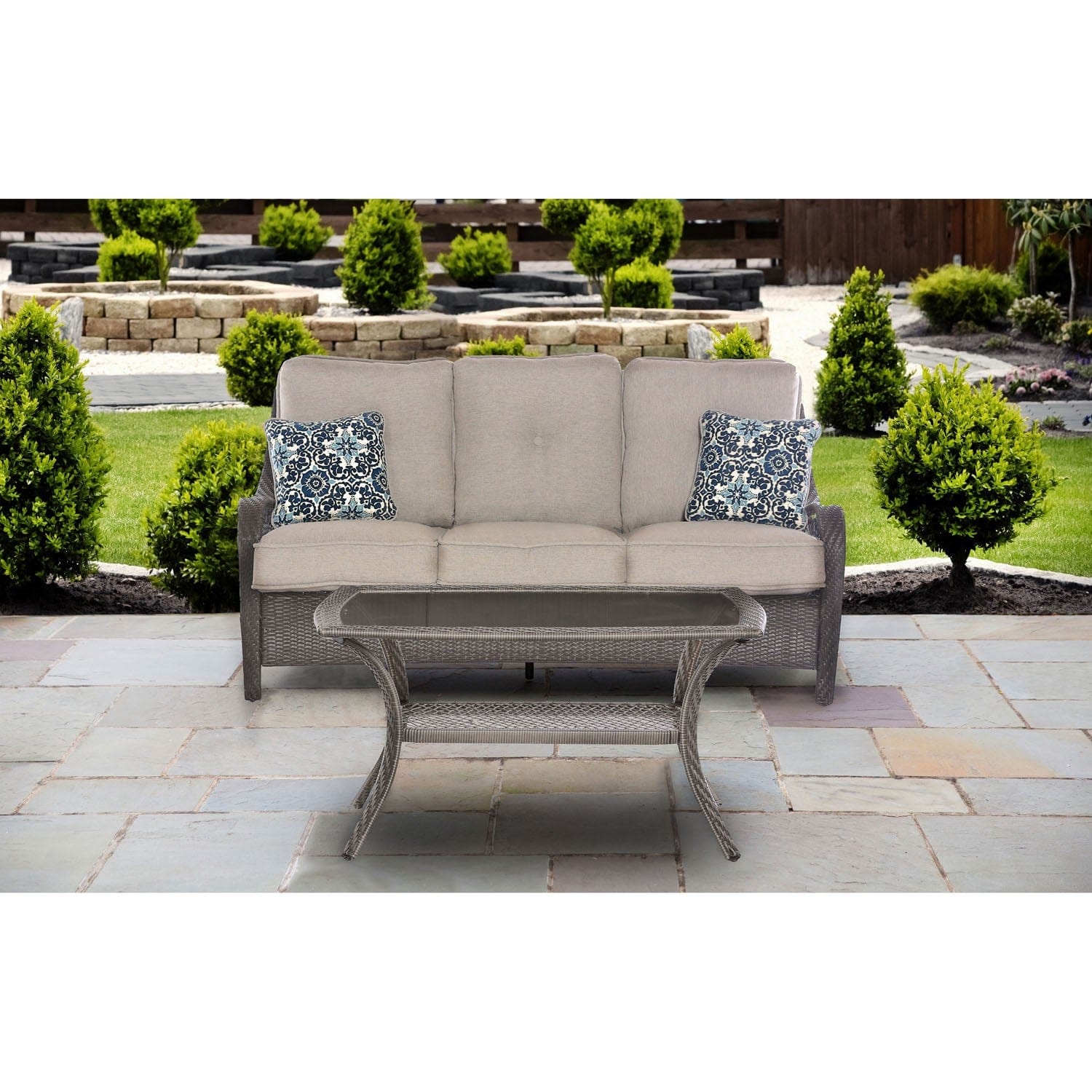 Hanover Conversation Set Hanover Orleans 2-Piece Wicker Patio Set in Heather Gray with Gray Weave | ORLEANS2PC-G-SLV