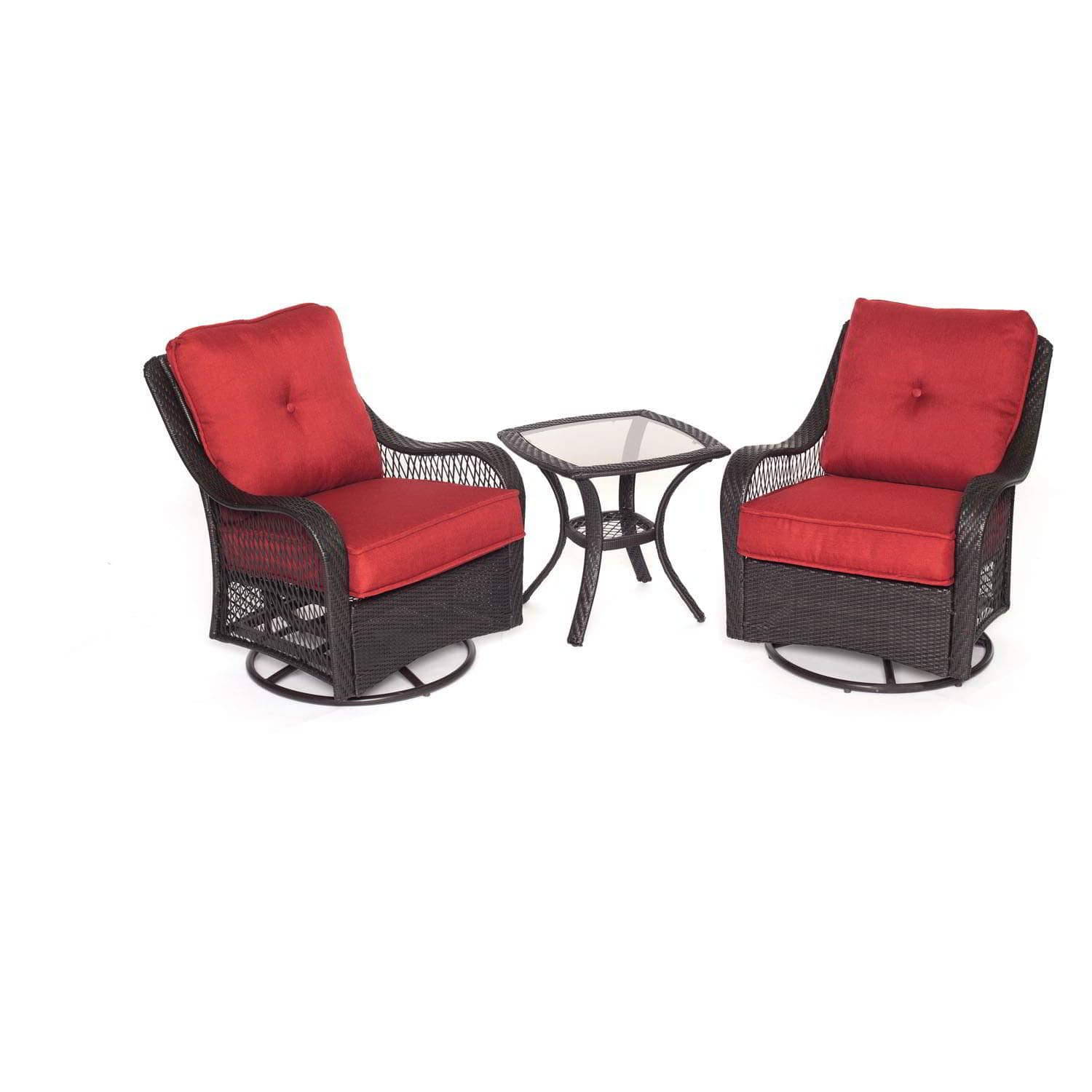 Hanover Conversation Set Hanover Orleans 3-Piece Swivel Gliding Chat Set in Autumn Berry