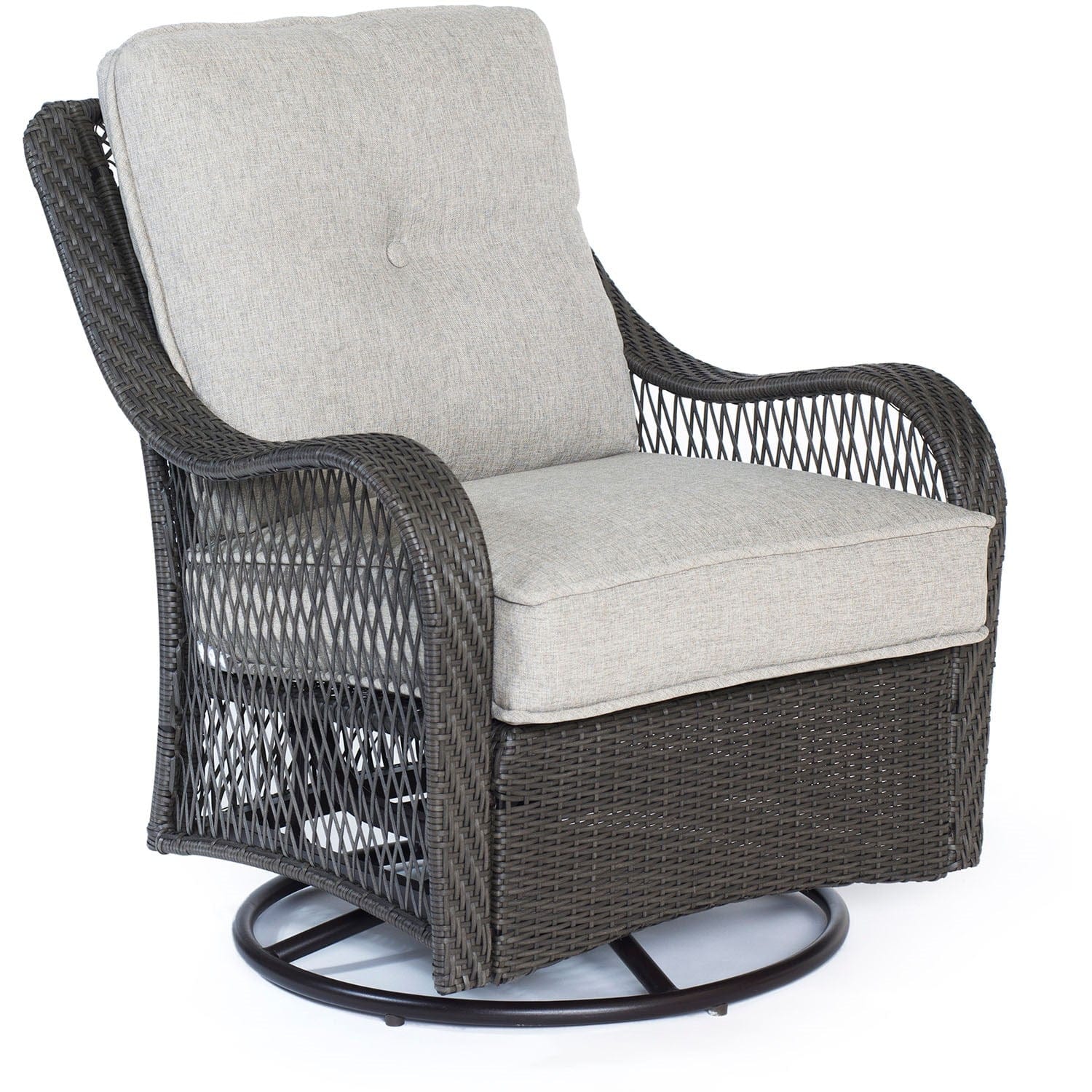 Hanover Conversation Set Hanover Orleans 3-Piece Swivel Gliding Chat Set in Heather Gray with Gray Weave