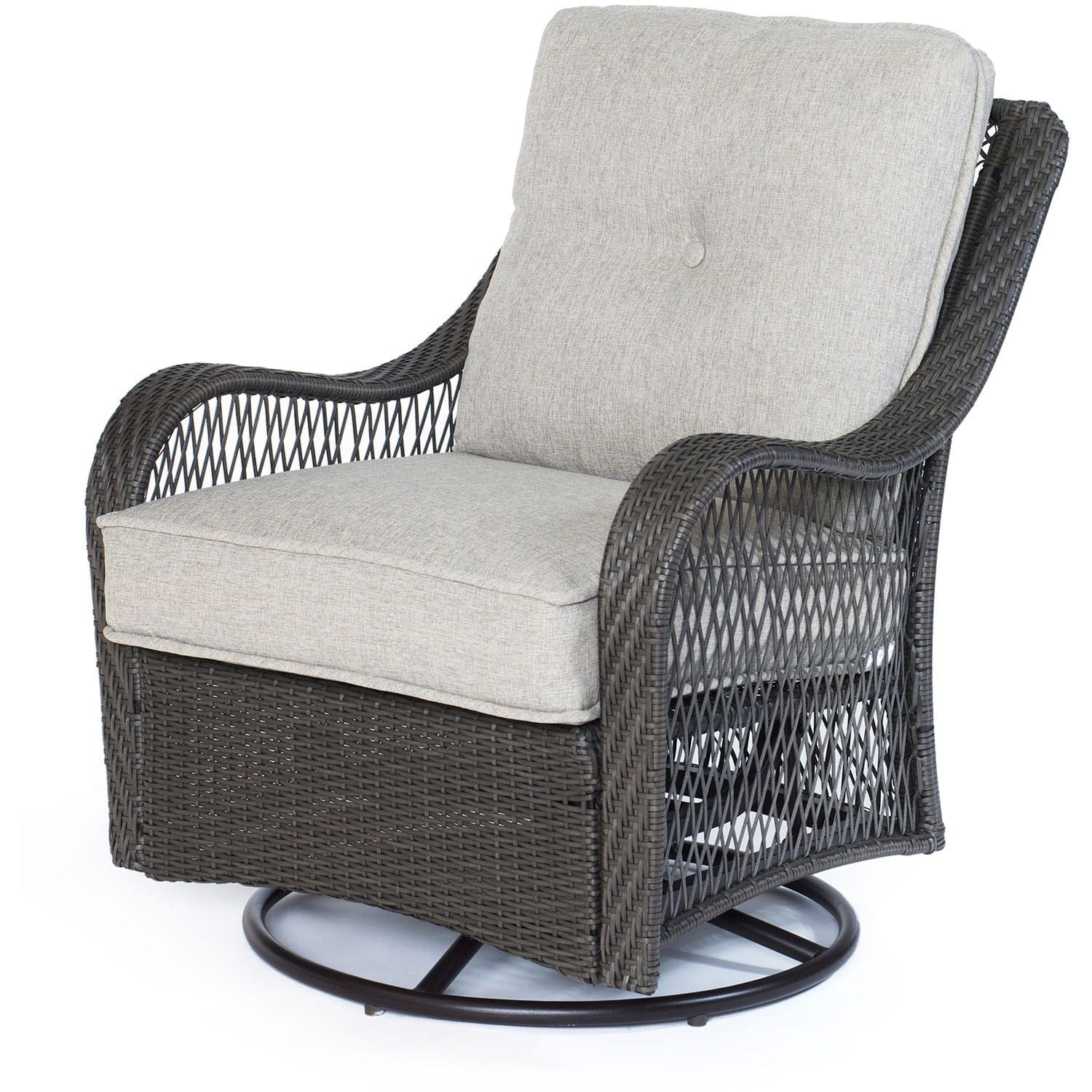 Hanover Conversation Set Hanover Orleans 3-Piece Swivel Gliding Chat Set in Heather Gray with Gray Weave