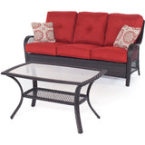 Hanover Conversation Set Hanover - Orleans 4-Piece All-Weather Patio Set in Autumn Berry | 2 Swivel Gliders, Sofa, Coffee Table | ORLEANS4PCSW-B-BRY