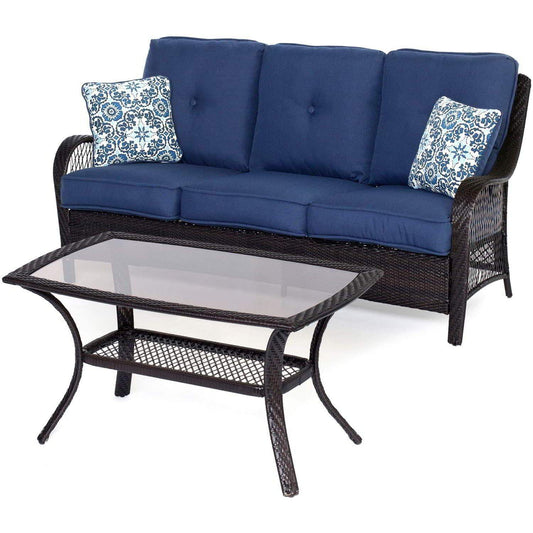 Hanover Conversation Set Hanover - Orleans 4-Piece All-Weather Patio Set in Navy Blue