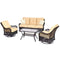Hanover Conversation Set Hanover - Orleans 4-Piece All-Weather Patio Set in Sahara Sand