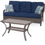 Hanover Conversation Set Hanover - Orleans 4-Piece Wicker All-Weather Patio Set in Navy Blue | ORLEANS4PCSW-G-NVY
