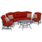 Hanover Conversation Set Hanover - Traditions 4-Piece Aluminum Patio Conversation Set with Red Cushion, Cast-Top Coffee Table, Sofa and 2-Rockers