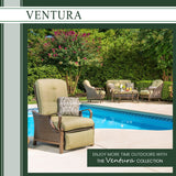 Hanover Conversation Set Hanover Ventura 4-Piece Patio Set | Sofa, 2 glide chairs, ceramic tile coffee table | Brown/Ocean Blue | VENTURA4PC-BLU