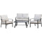Hanover Deep Seating Cortino 4-Piece Commercial-Grade Patio Seating Set with 2 Cushioned Club Chairs, Loveseat, and Slat-Top Coffee Table, CORT4PCL-ASH