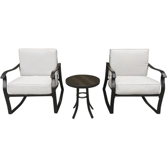 Hanover Deep Seating Hanover - Denver 3pc Seating Set: 2 Cushioned Rocker Chairs and Glass Side Table