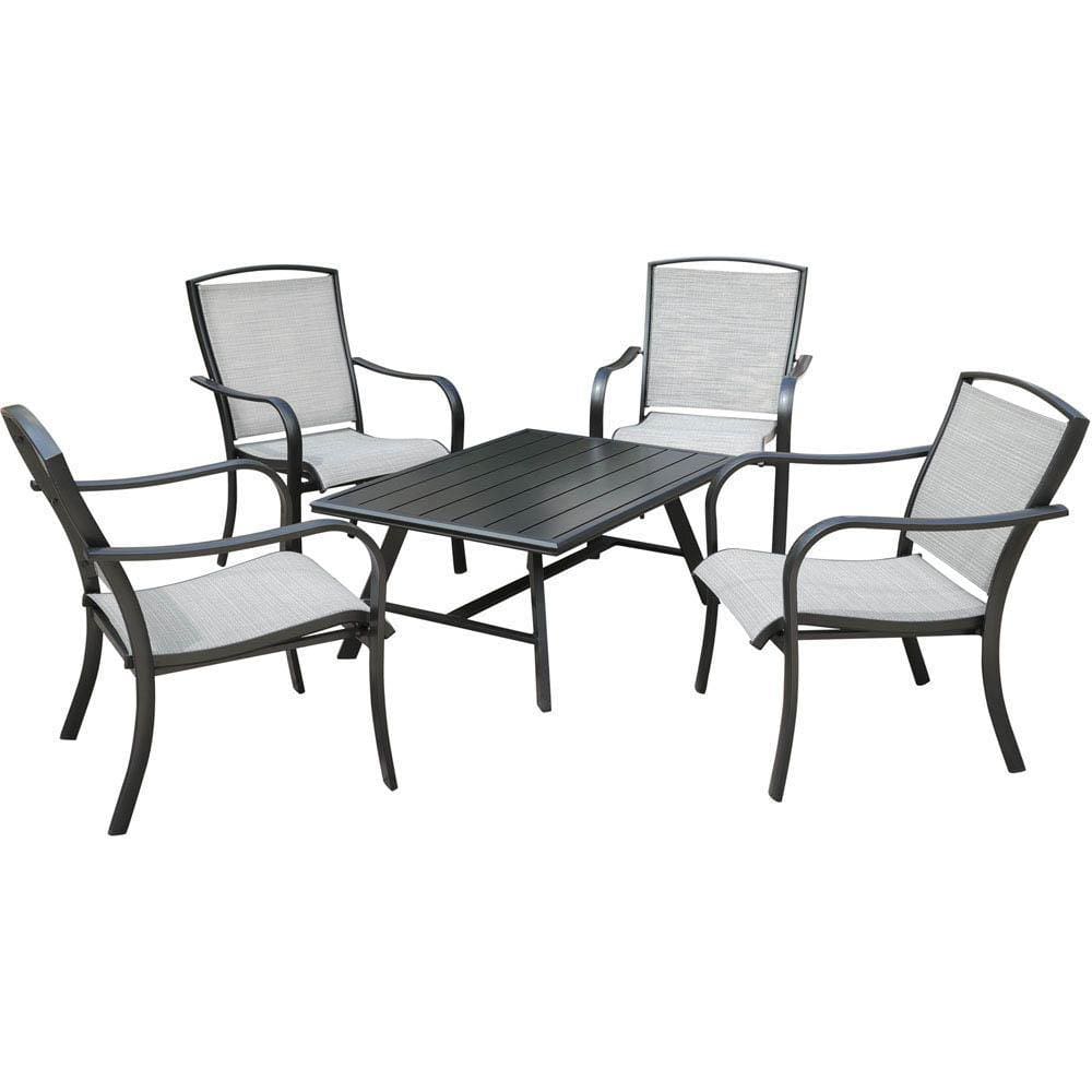 Hanover Deep Seating Hanover - Foxhill 5pc Seating Set: 4 Sling Chairs and Slat Coffee Table