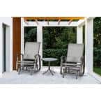 Hanover Deep Seating Hanover - Manchester 3pc Seating Set: 2 Glider Chairs and Glass Top Side Table