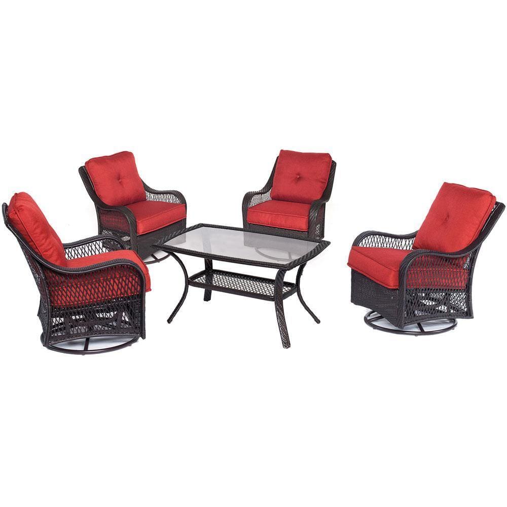 Hanover Deep Seating Hanover - Orleans 4-Piece All-Weather Patio Set in Silver Lining with Gray Weave